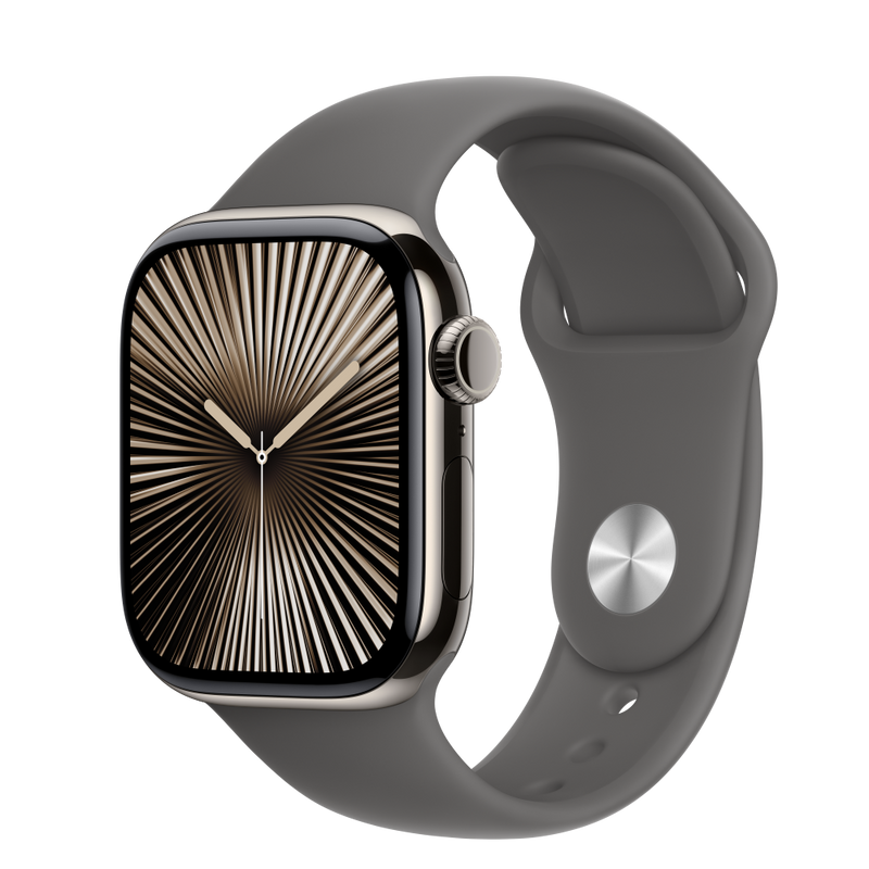 Apple Watch S10 Cellular 42mm titántok, kőszürke sportszíj M/L (APPLE-MWXE3QH)-0
