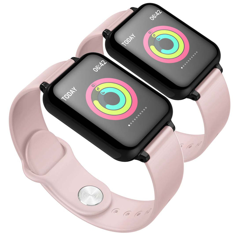 NNEAGS 2X Waterproof Fitness Smart Wrist Watch Heart Rate Monitor Tracker Pink-0