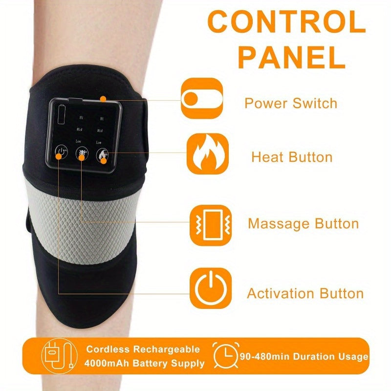 Electric Heating Knee Pad – Cordless Joint Hot Compress Massager(Black)-4