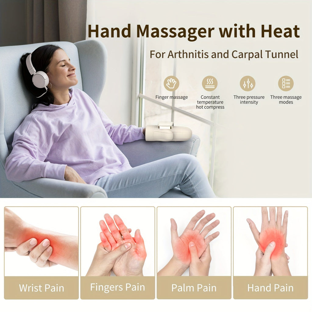 Wireless Electric Hand Massager with Compression & Kneading(White)-4