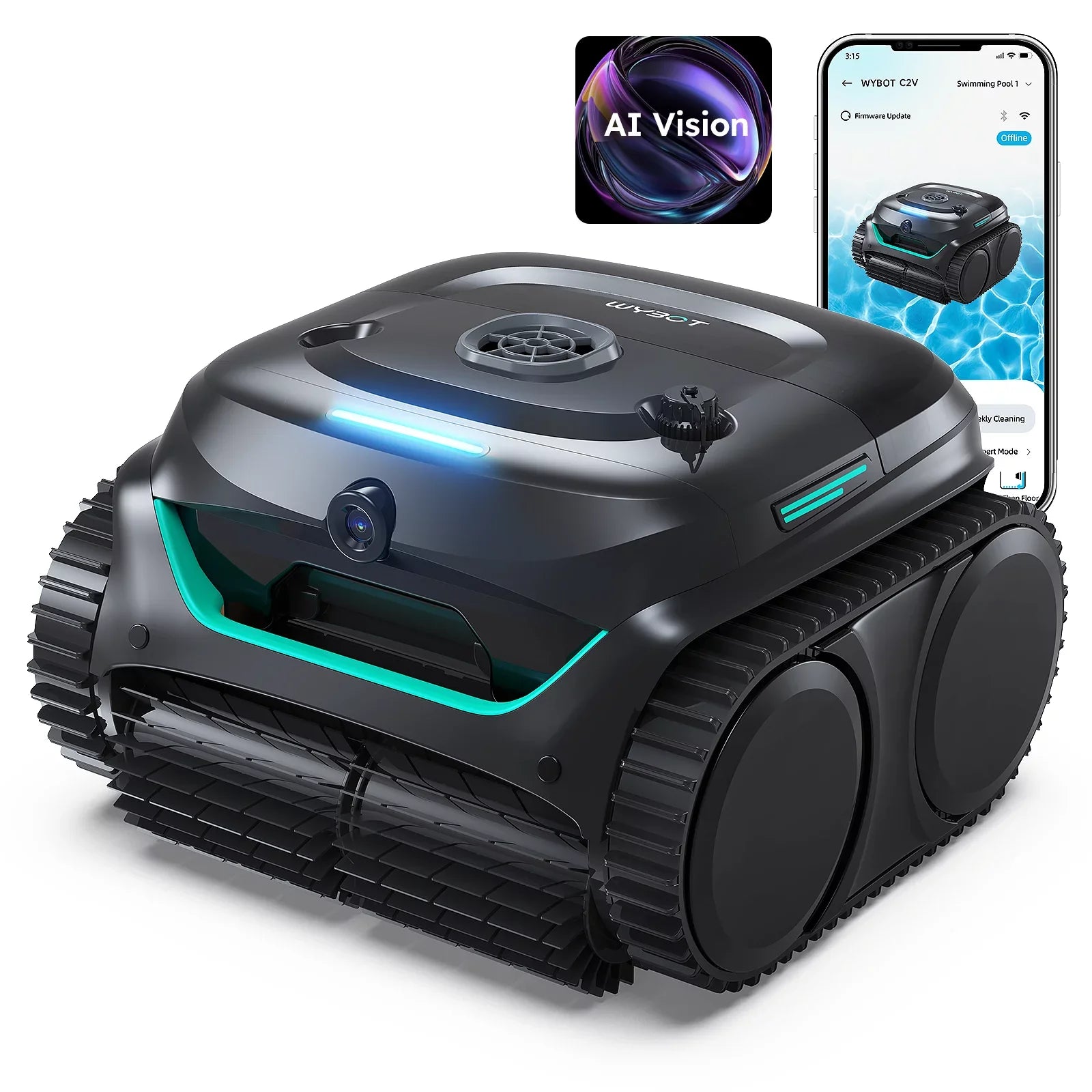 WYBOT C2 Vision Robotic Pool Cleaner Vacuum with AI Vision & Smart APP Control-0