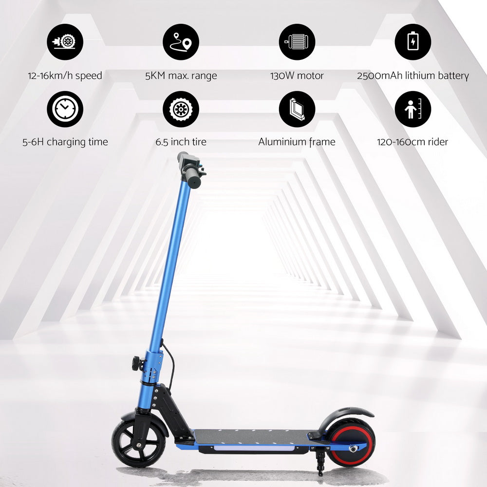 NNEDSZ Electric Scooter 130W 16KM/H LED Light Folding Portable Riding Commuter Blue-3