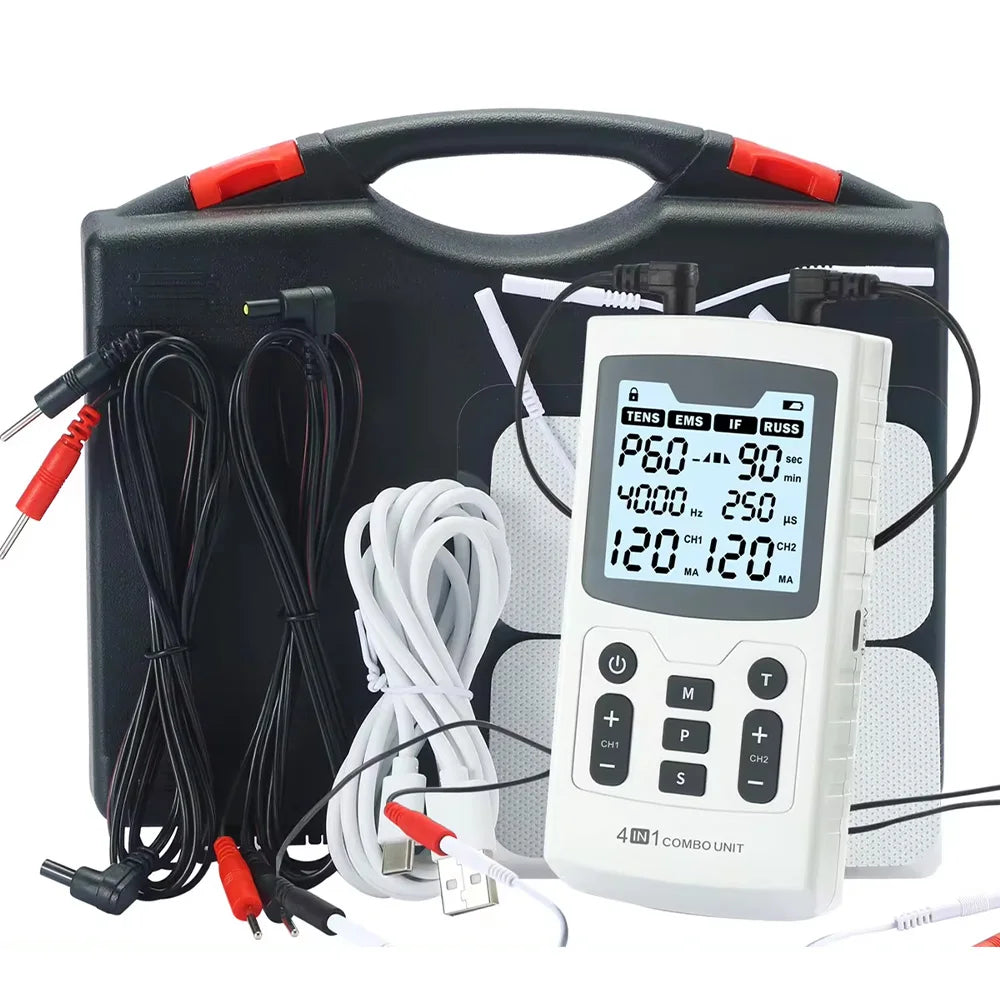 Electric Muscle Therapy Stimulator Interferential Physiotherapy Device White-0