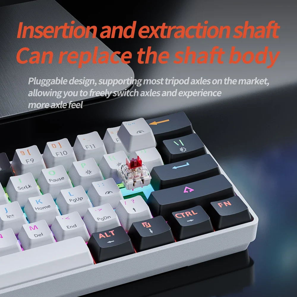 NNEOBA 61 Keys USB Gaming Mechanical Keyboard Red Switch RGB-1