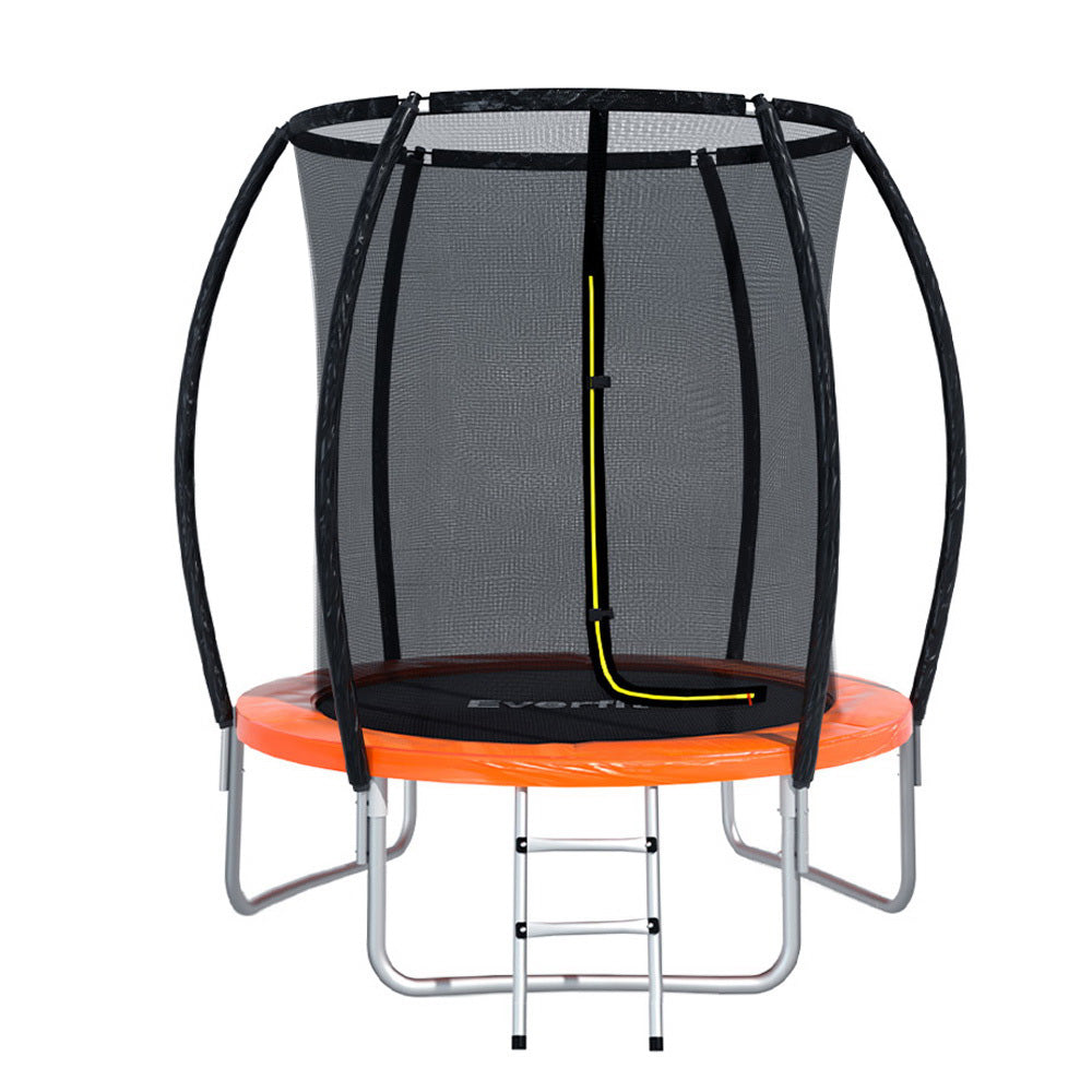 NNEDSZ 6FT Trampoline for Kids w/ Ladder Enclosure Safety Net Rebounder Orange-0