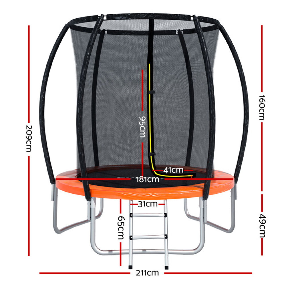 NNEDSZ 6FT Trampoline for Kids w/ Ladder Enclosure Safety Net Rebounder Orange-1