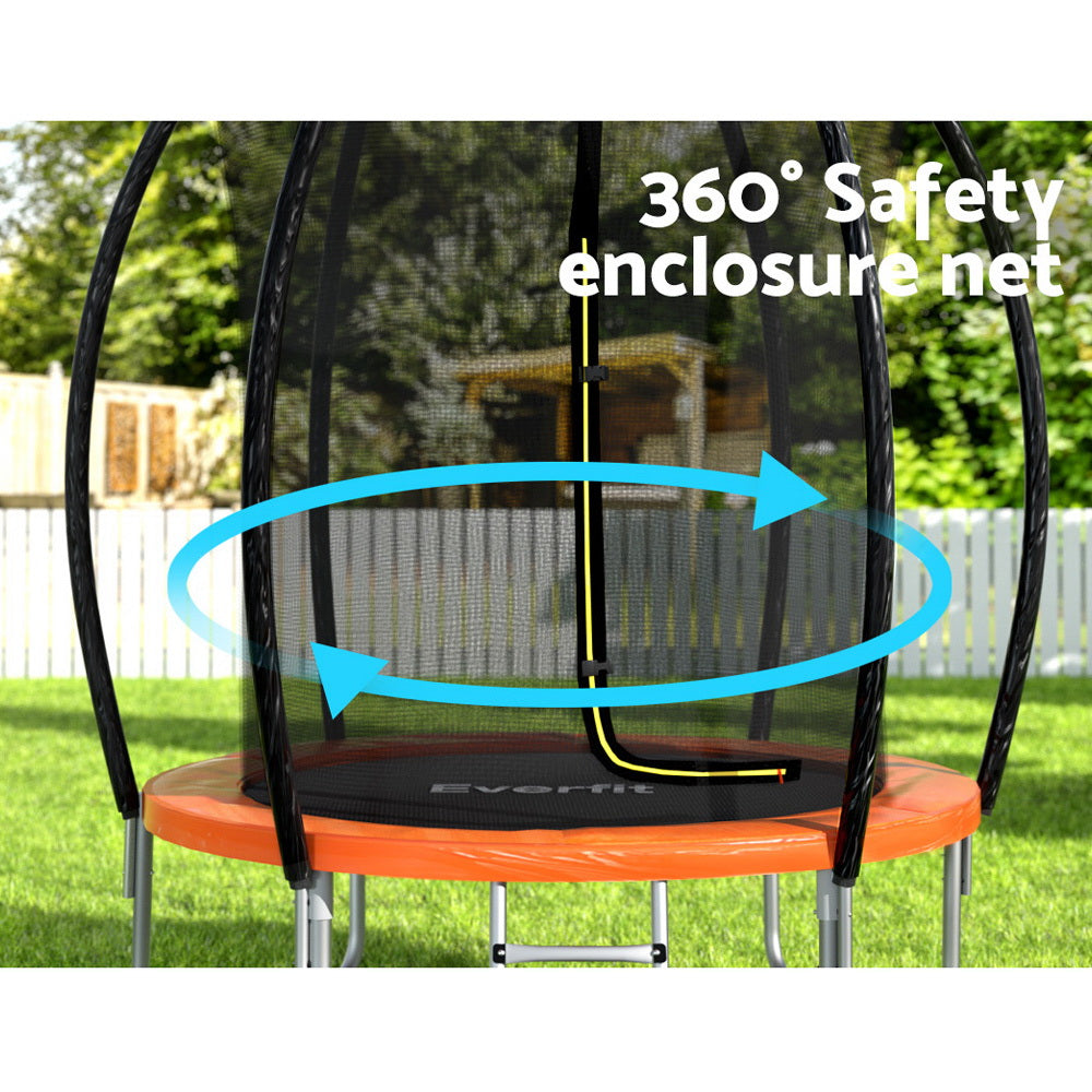 NNEDSZ 6FT Trampoline for Kids w/ Ladder Enclosure Safety Net Rebounder Orange-2