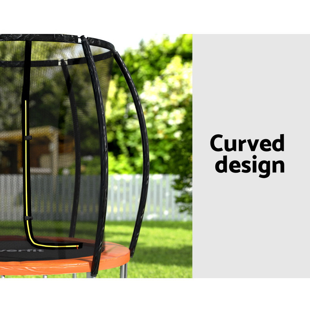 NNEDSZ 6FT Trampoline for Kids w/ Ladder Enclosure Safety Net Rebounder Orange-3