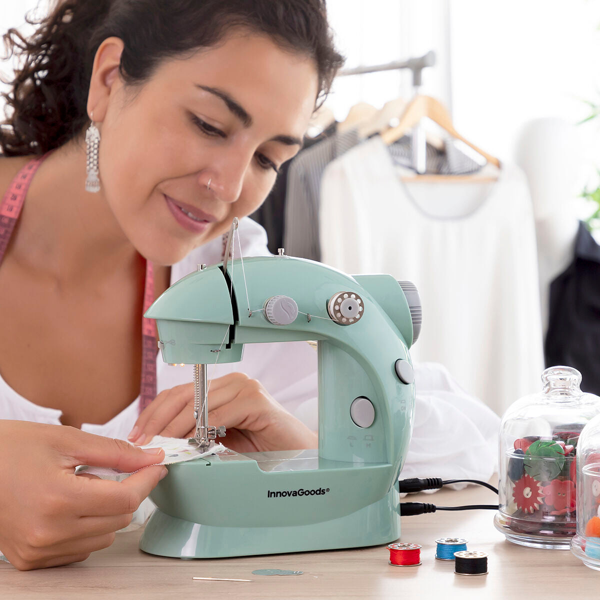 Mini Portable Sewing Machine with LED, Thread Cutter and Accessories