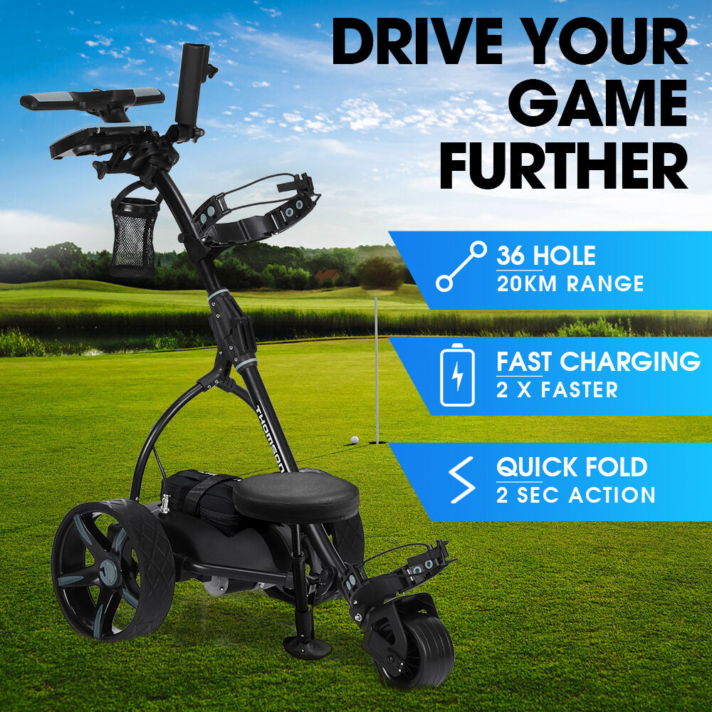 NNEDSZ THOMSON E5000 Pro Lithium Golf Buggy, 36 Hole, Only 12kg, Easy Fold, Electric Motorised Buggy Trolley Cart w/ Seat, Black-2