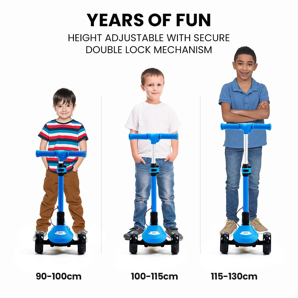 NNEDSZ KIDS 3-Wheel Electric Scooter, Ages 3-8, Adjustable Height, Folding, Lithium Battery, Blue-2