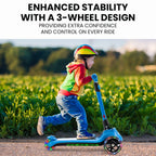 NNEDSZ KIDS 3-Wheel Electric Scooter, Ages 3-8, Adjustable Height, Folding, Lithium Battery, Blue-3