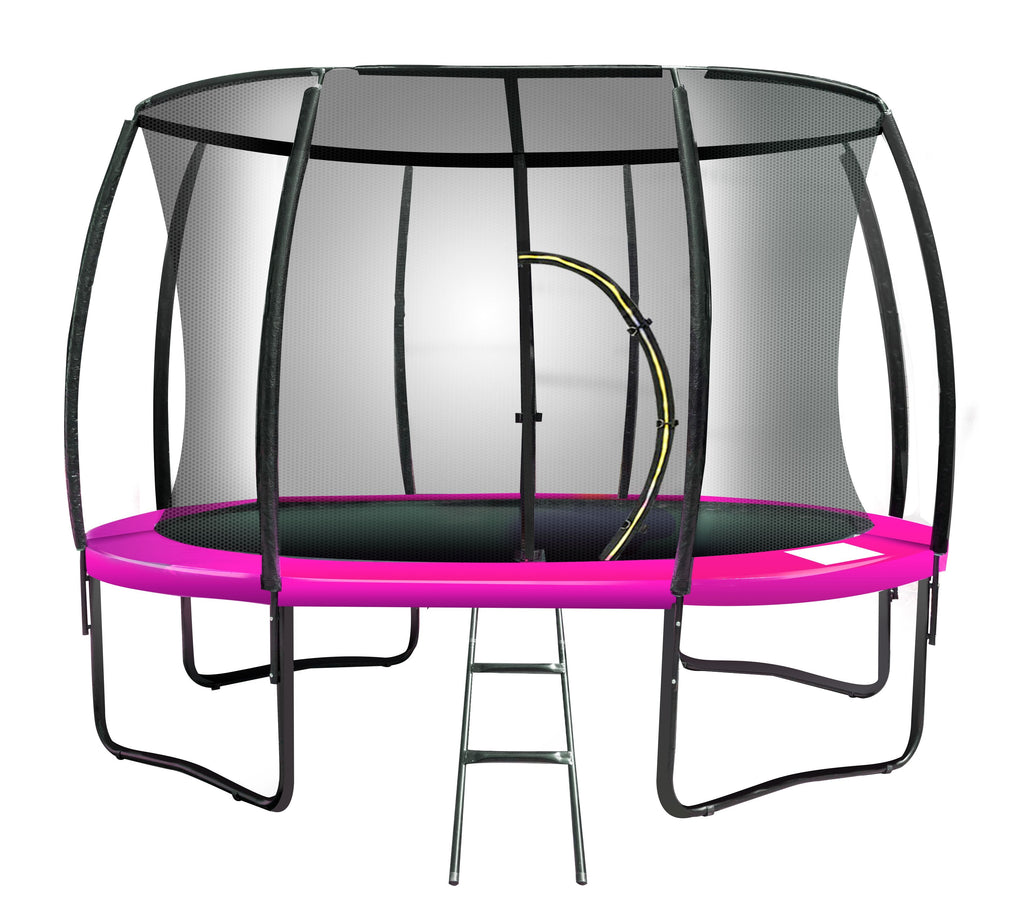 NNEDSZ 8ft Trampoline Free Ladder Spring Mat Net Safety Pad Cover Round Enclosure Pink-0