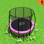 NNEDSZ 8ft Trampoline Free Ladder Spring Mat Net Safety Pad Cover Round Enclosure Pink-1
