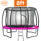 NNEDSZ 8ft Trampoline Free Ladder Spring Mat Net Safety Pad Cover Round Enclosure Pink-3