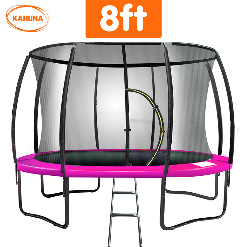 NNEDSZ 8ft Trampoline Free Ladder Spring Mat Net Safety Pad Cover Round Enclosure Pink-3