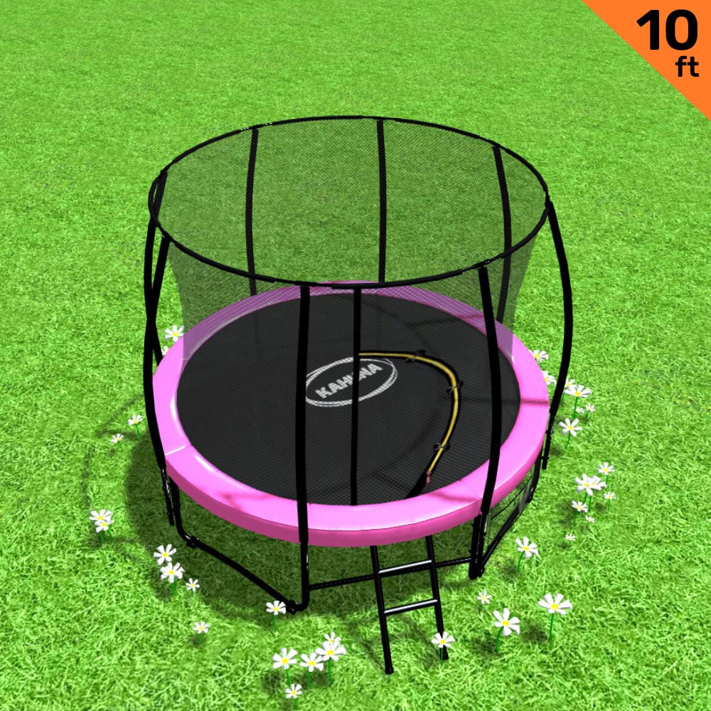 NNEDSZ 10ft Trampoline Free Ladder Spring Mat Net Safety Pad Cover Round Enclosure Pink-0