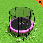 NNEDSZ 10ft Trampoline Free Ladder Spring Mat Net Safety Pad Cover Round Enclosure Pink-0