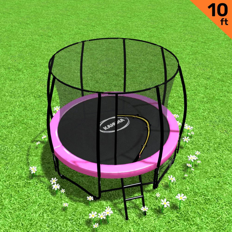 NNEDSZ 10ft Trampoline Free Ladder Spring Mat Net Safety Pad Cover Round Enclosure Pink-0