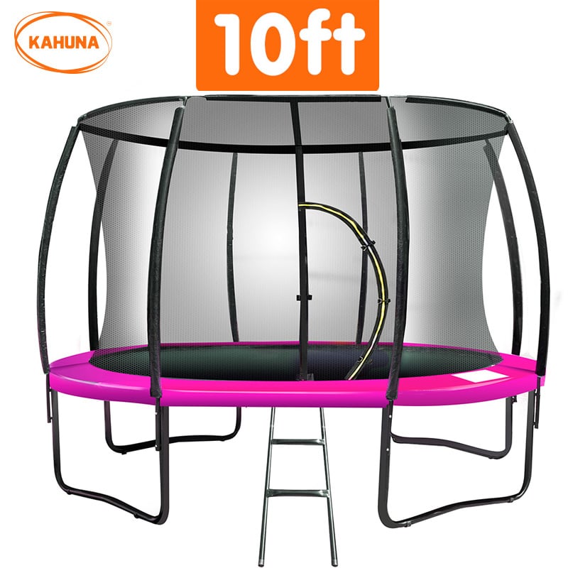NNEDSZ 10ft Trampoline Free Ladder Spring Mat Net Safety Pad Cover Round Enclosure Pink-2