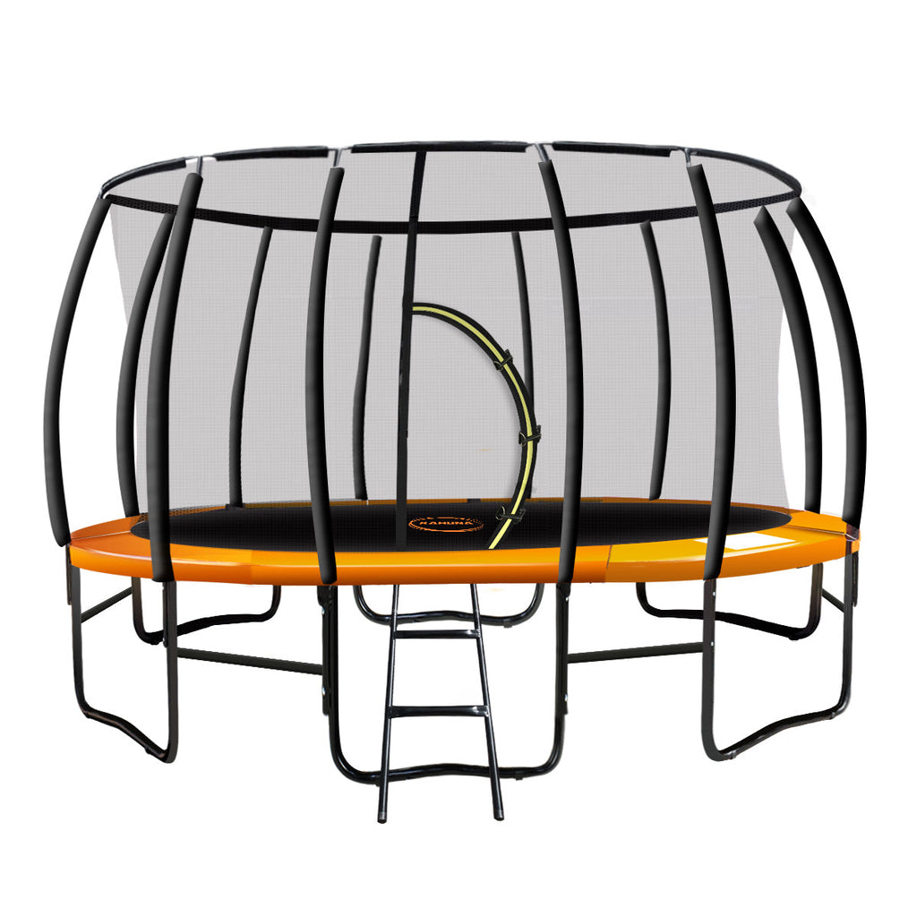 NNEDSZ 14ft Trampoline Free Ladder Spring Mat Net Safety Pad Cover Round Enclosure - Orange-1