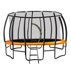 NNEDSZ 14ft Trampoline Free Ladder Spring Mat Net Safety Pad Cover Round Enclosure - Orange-1
