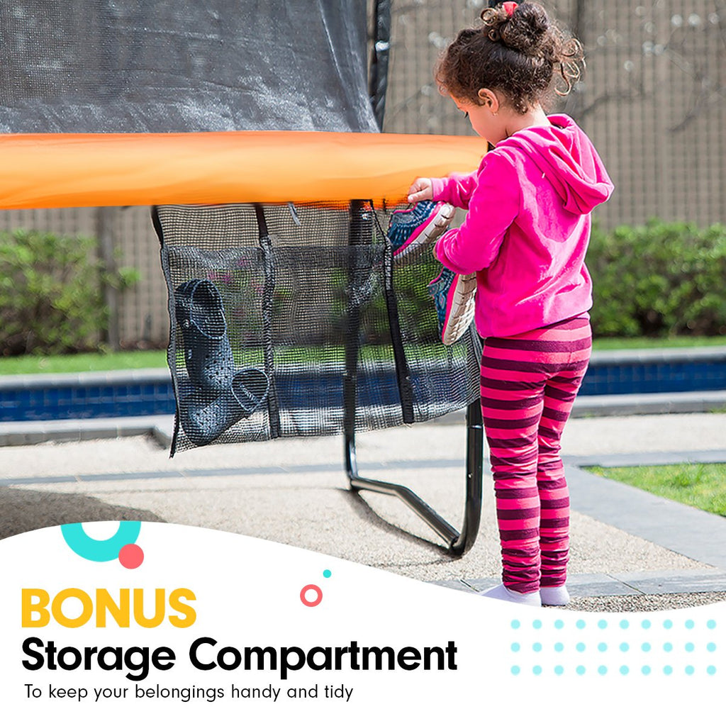 NNEDSZ 14ft Trampoline Free Ladder Spring Mat Net Safety Pad Cover Round Enclosure - Orange-3