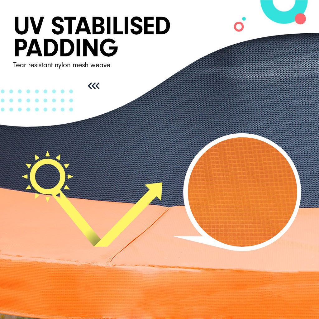 NNEDSZ 14ft Trampoline Free Ladder Spring Mat Net Safety Pad Cover Round Enclosure - Orange-4