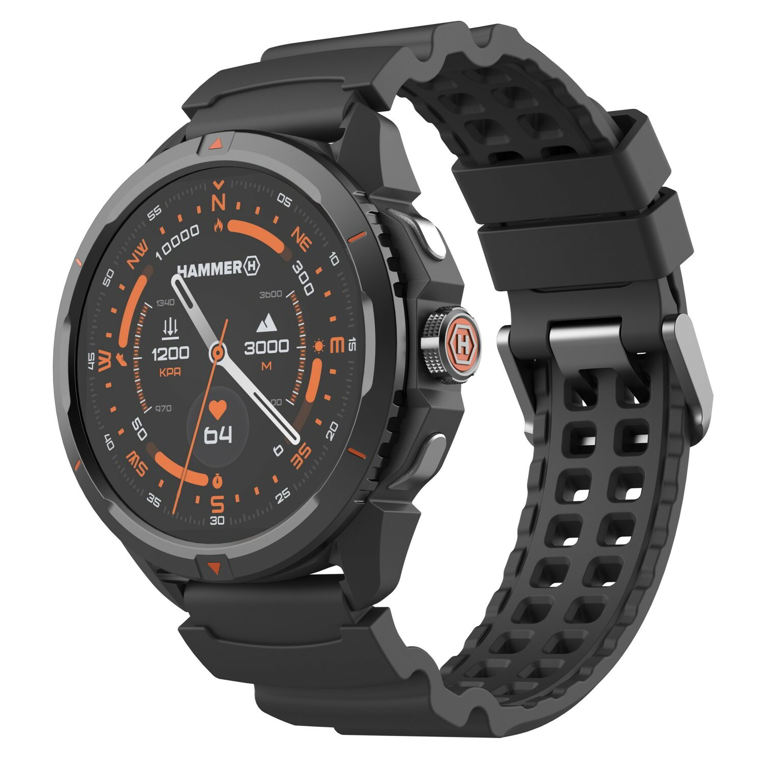 Hammer Watch 2 | Smart watch | GPS (satellite) | AMOLED | 1.5" | Waterproof | Black (SMA002929)-0