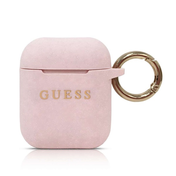 GUESS Apple AirPods / AirPods 2 Szilikon tok - Rózsaszín csillámporos (GUACCSILGLLP)-0